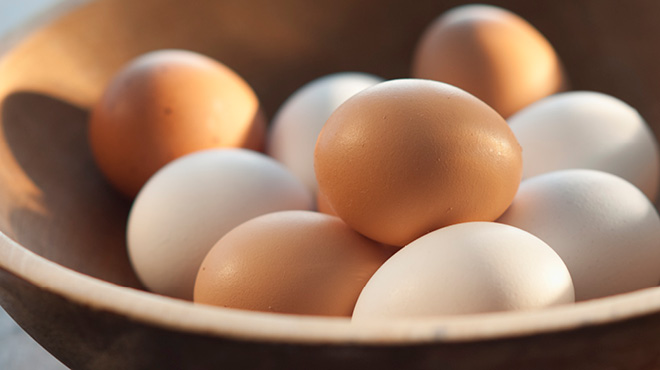 Bulk of eggs are kept in basket